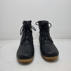 Sam Edelman Sequin Leather Black Rubber Boot Size 7